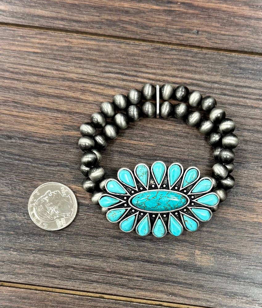 Navajo-style Turquoise Stretch Bracelet