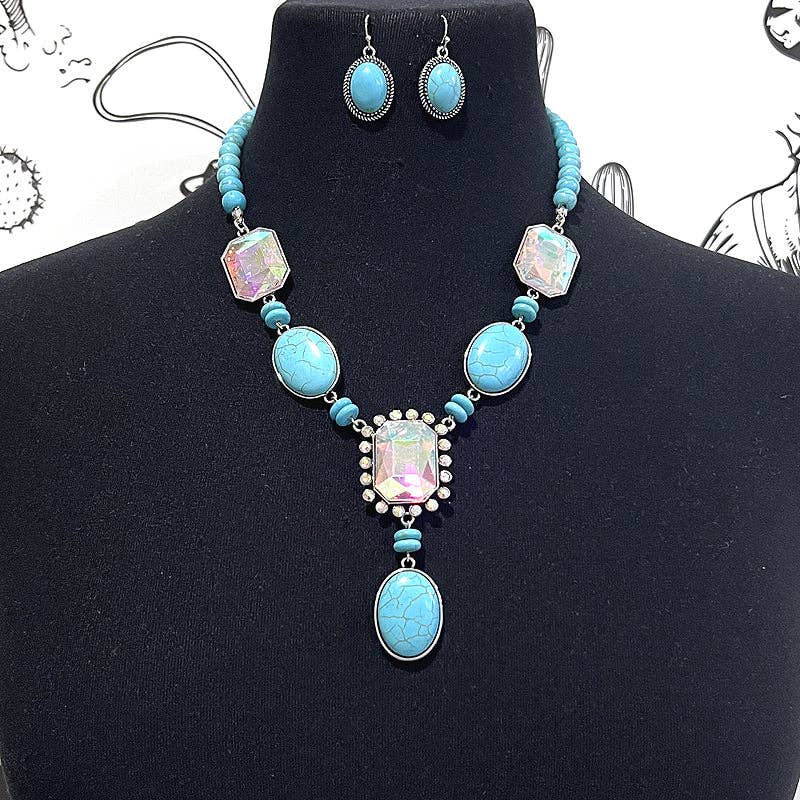 Iridescent Crystal Necklace Set
