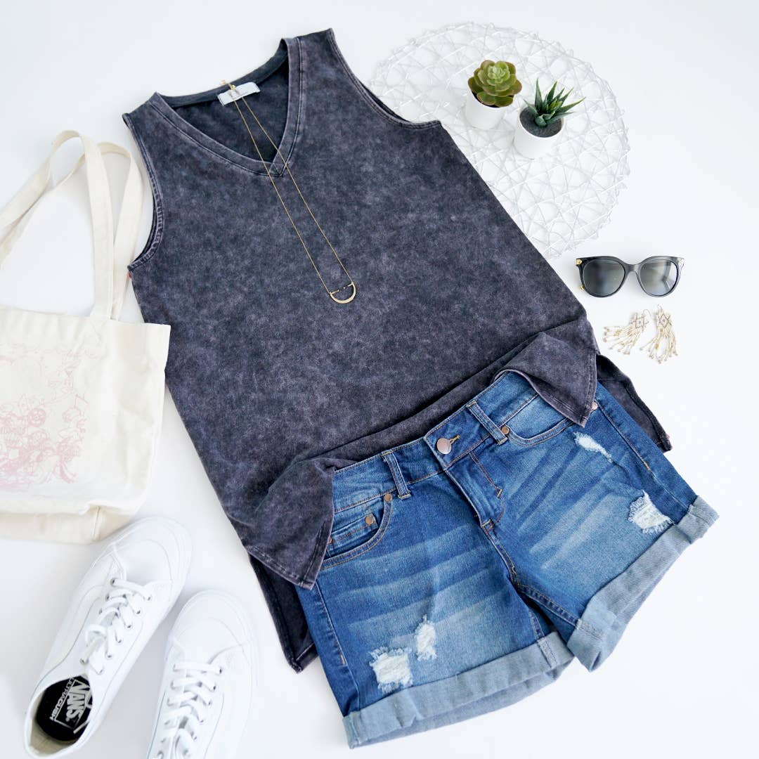 Mineral Wash Tank Top w/ Side-slit