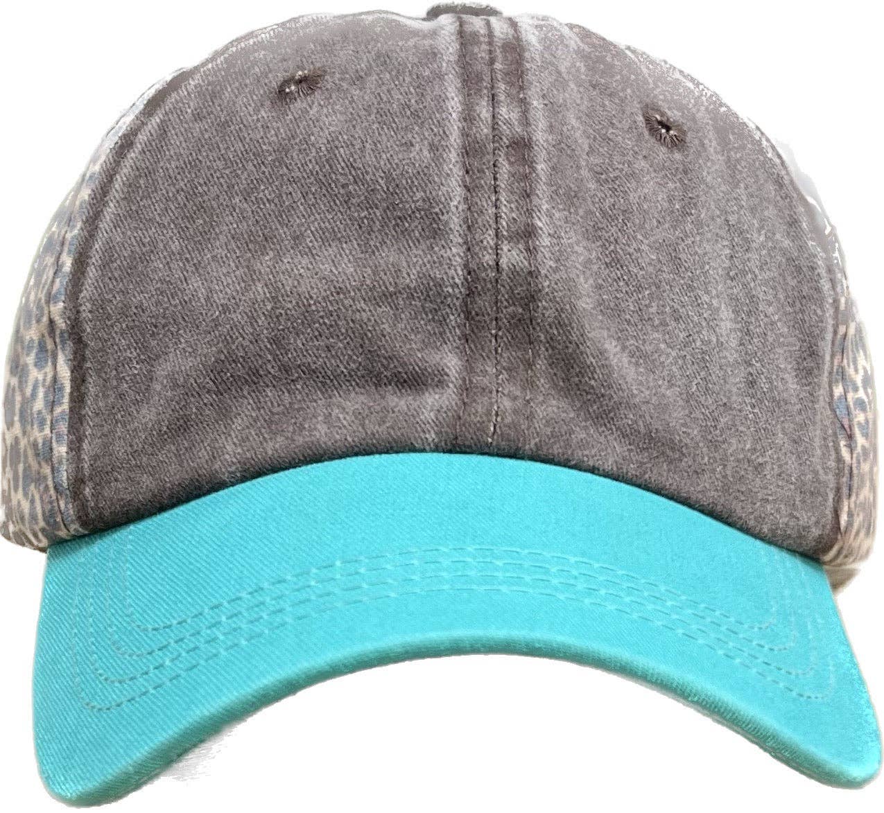 Leopard, Brown, and Turquoise Hat