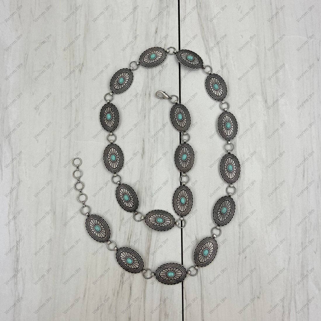 BLUE Oval Stone Belt