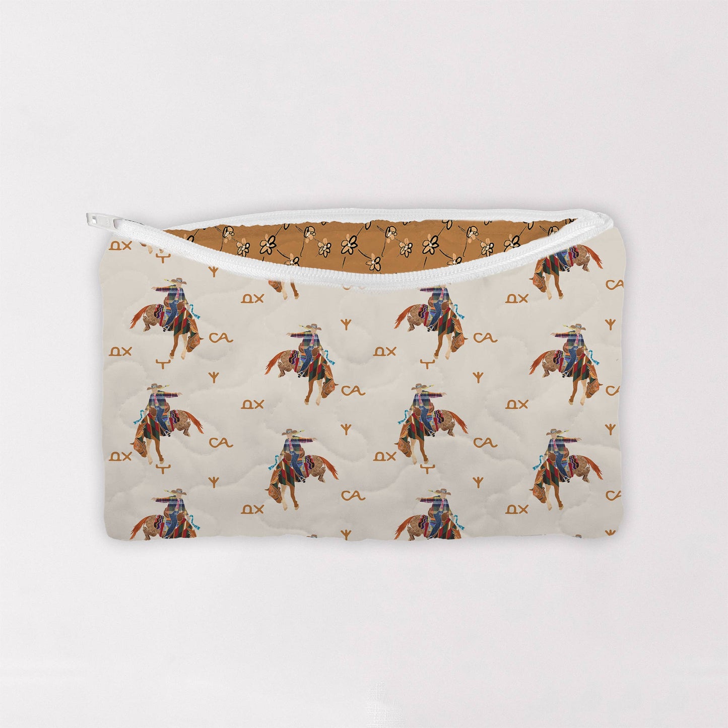 Casey Cowgirl Patchwork Linen Quilted Makeup Bag: Large
