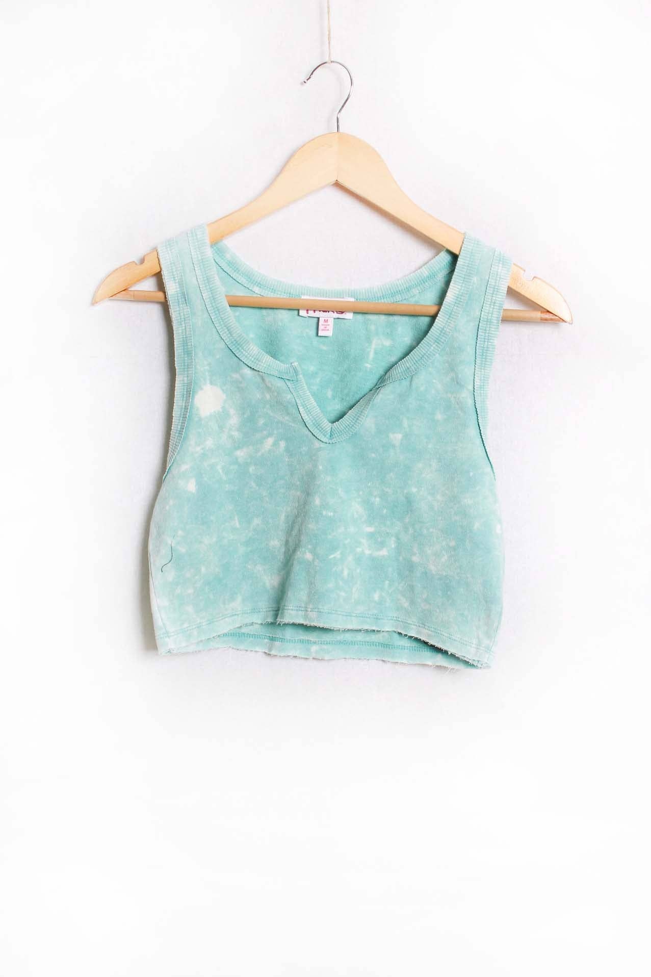 Sleeveless V-Neck Tie Dye Cropped Top