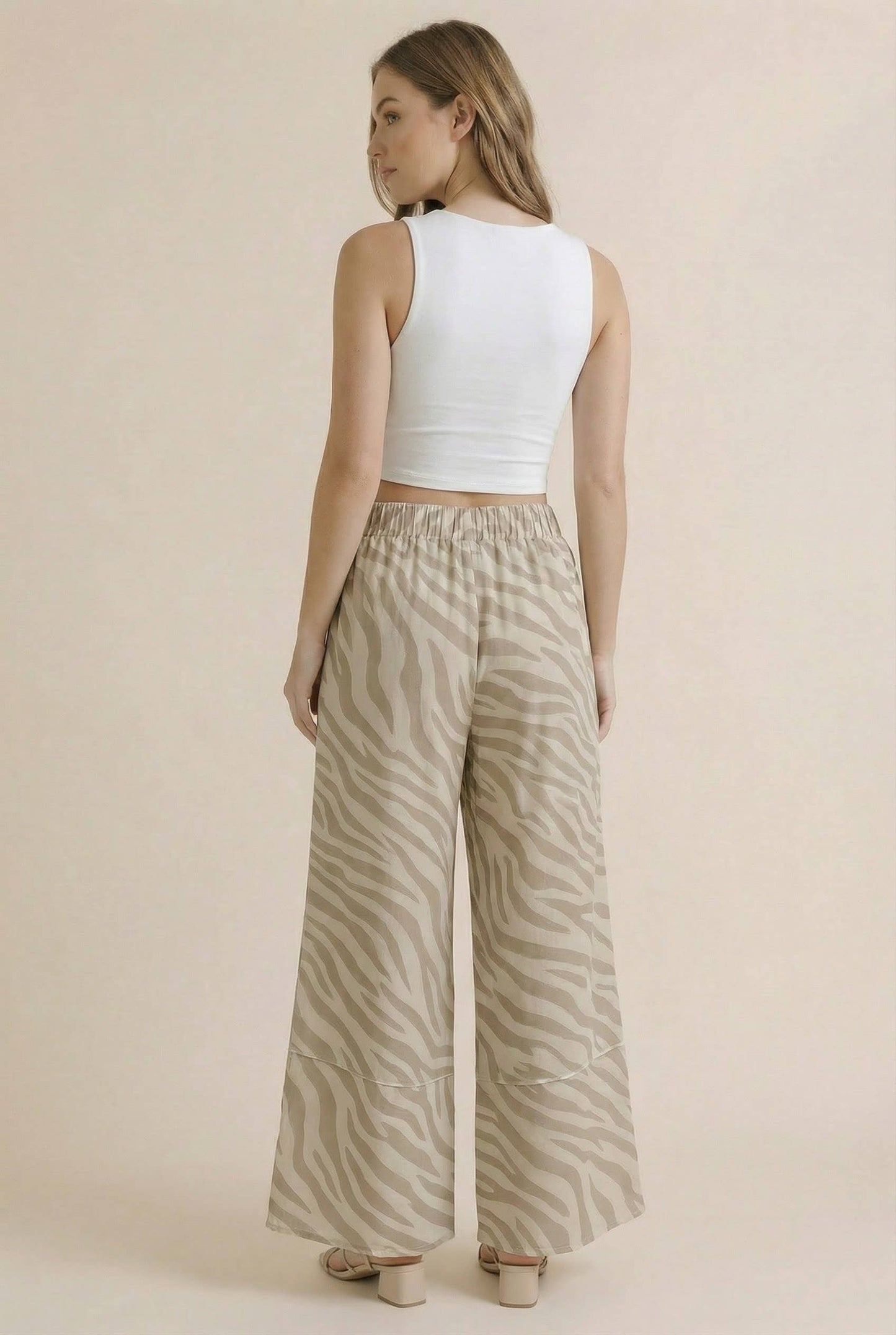 Zebra Print Wide Leg Pants