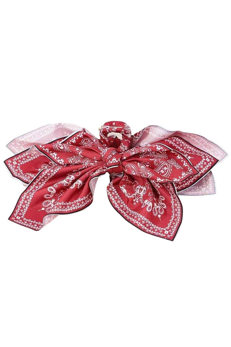 Paisley Bow Hair Accessory: RED