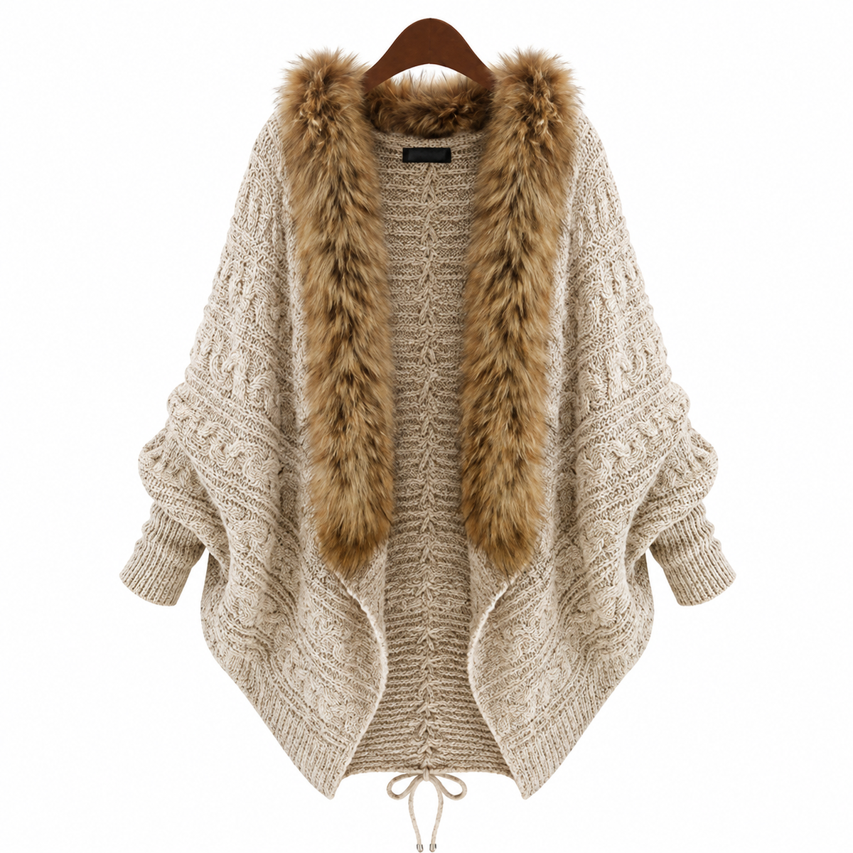 Faux Fur Trim Knit Cardigan