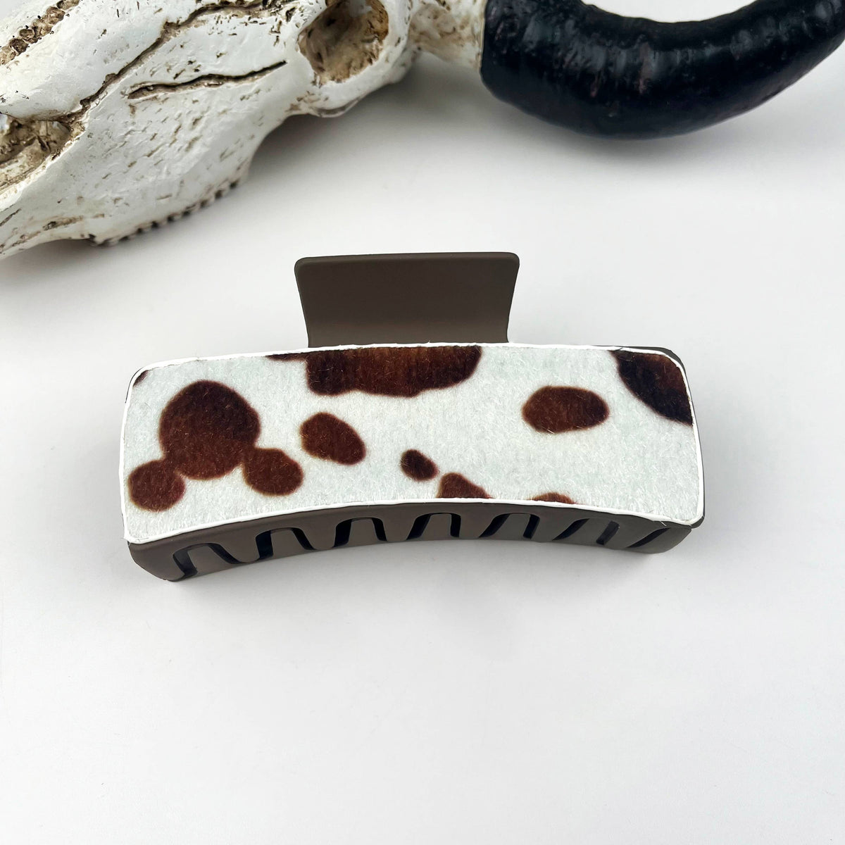 Brown Cow Leather Hair Claw