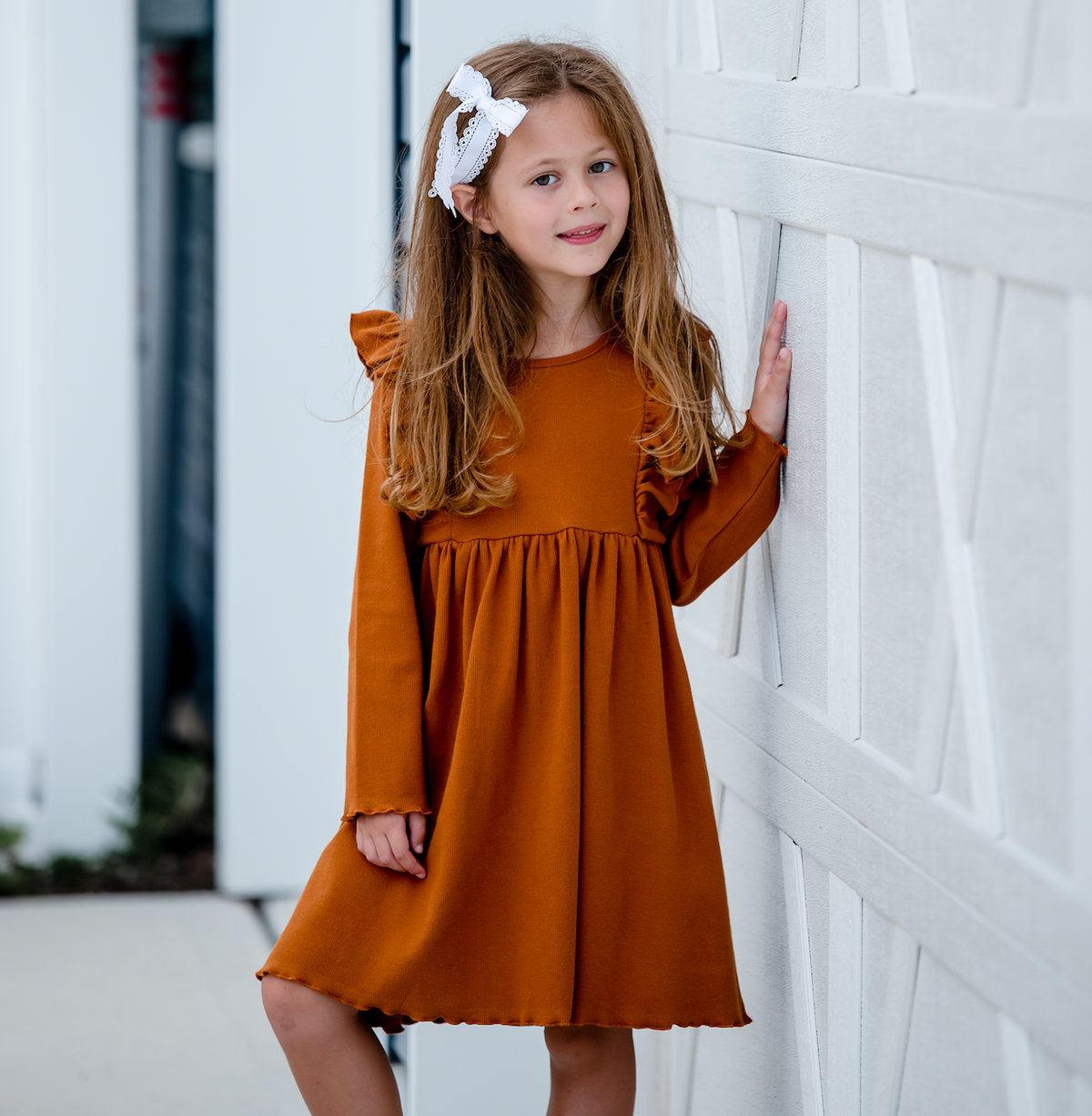 Ribbed Ruffle Dress