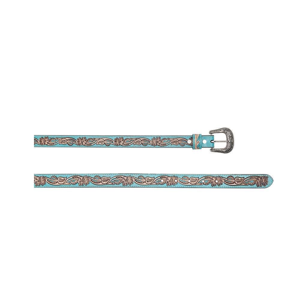 Canyon Shadow Hand-tooled Women's Belt: Turquoise / Medium