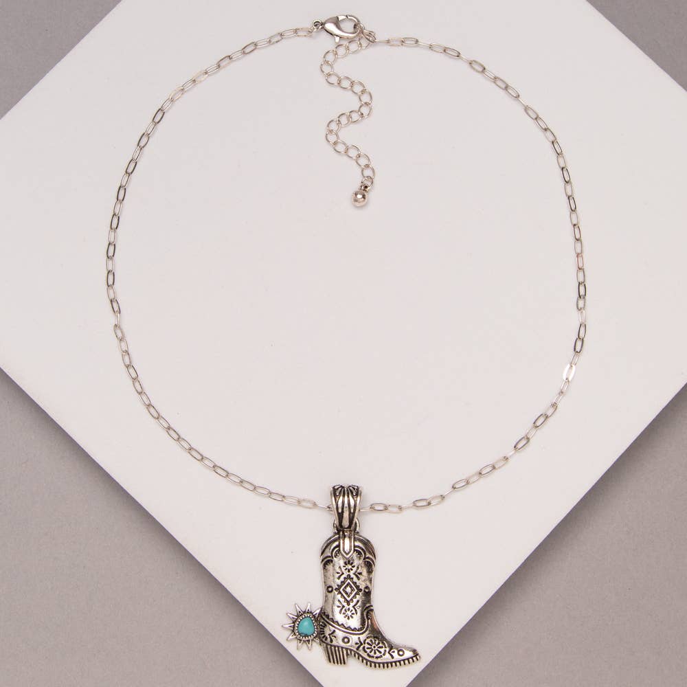 Cowboy Boot Pendant Necklace