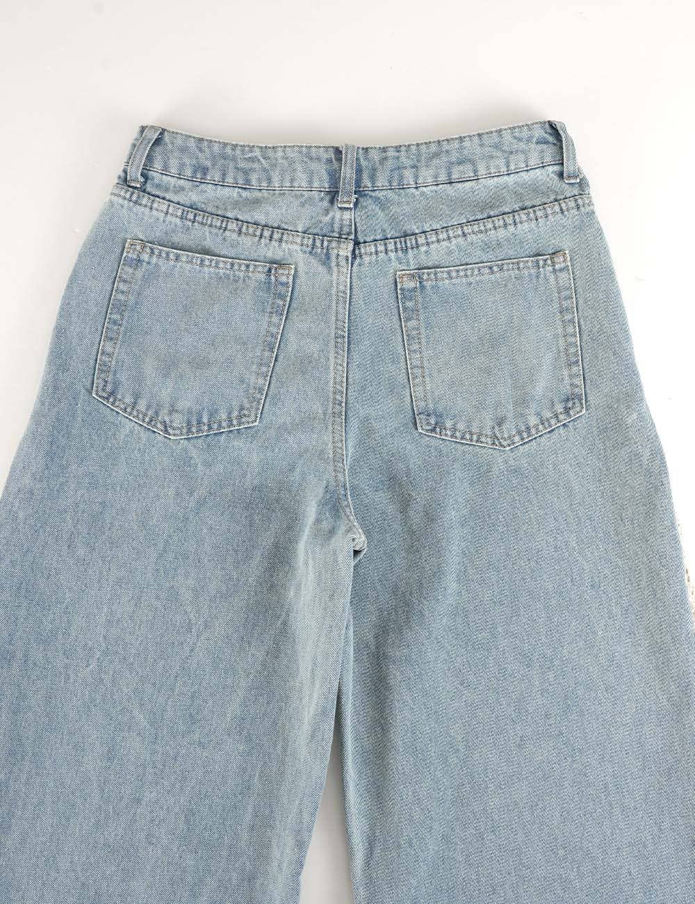 Lace Panel Wide Leg Denim