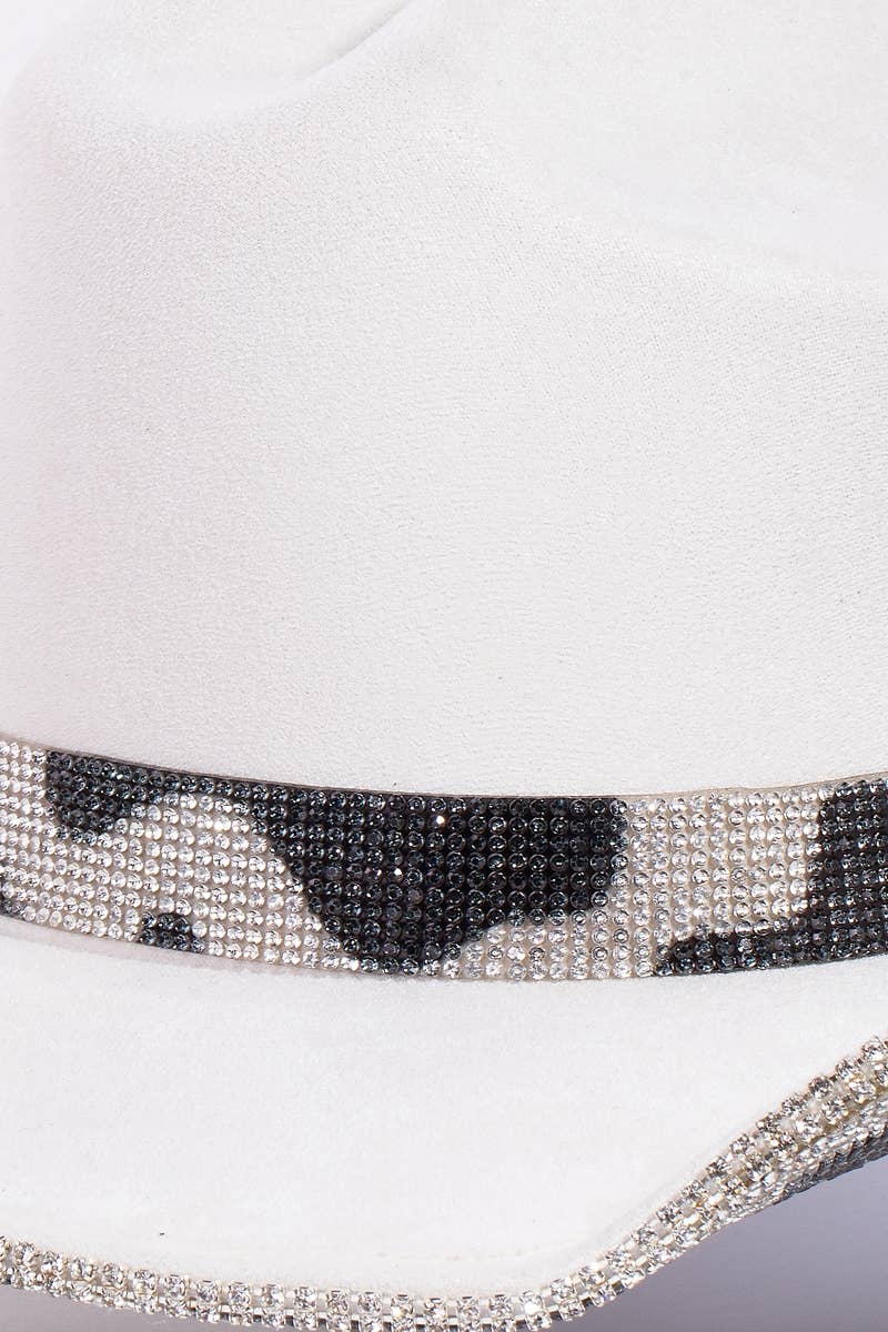 Pave Rhinestone Studded Cow Pattern Western Cowboy Hat