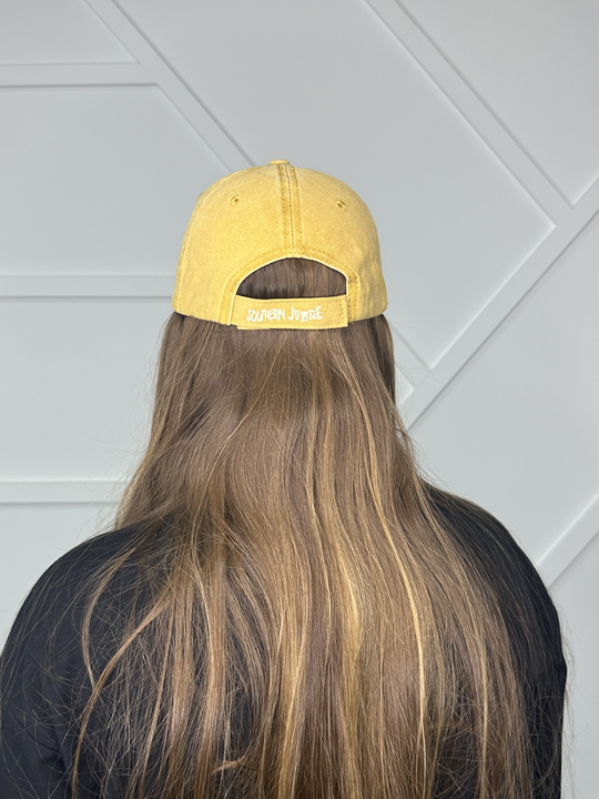 Mama Turquoise Patch on Distressed Mustard Hat