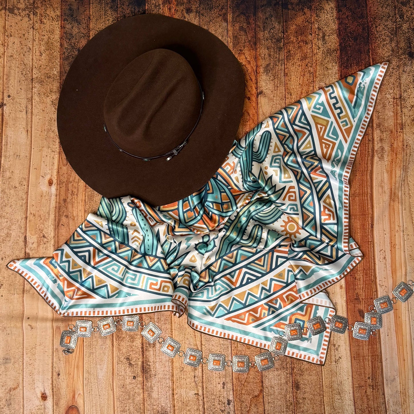 AZTEC CACTI SILK WILD RAG