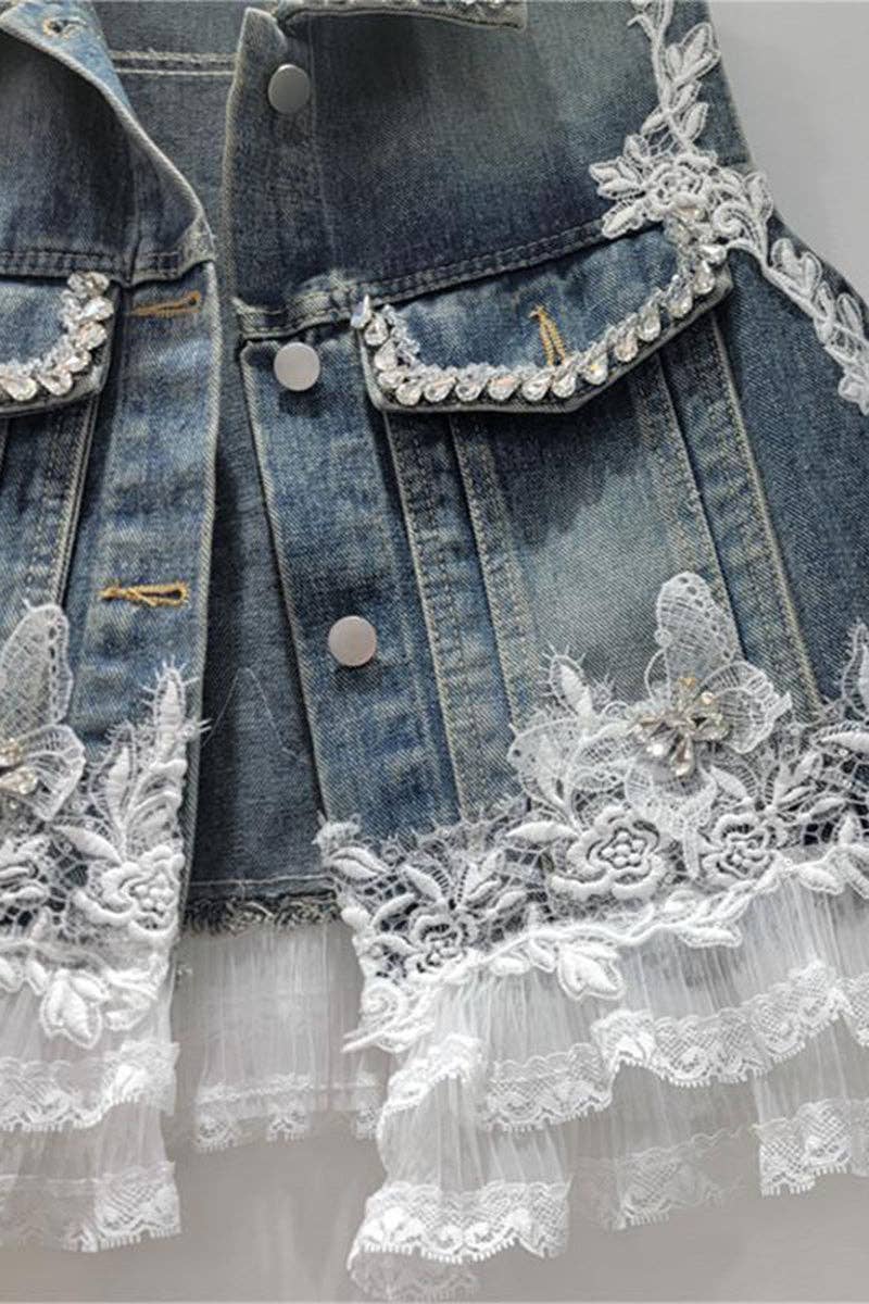 Lace Denim Vest