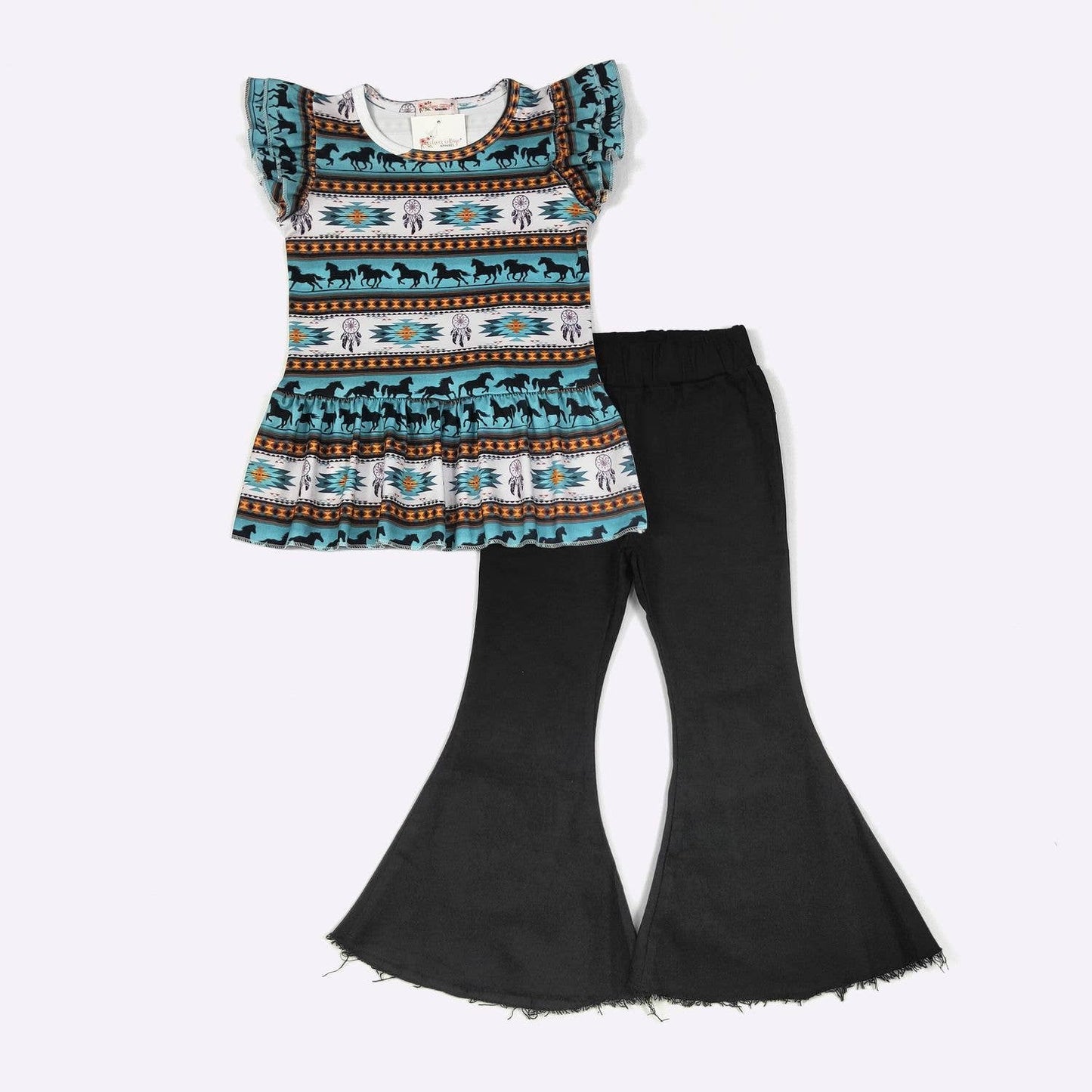 Turq Aztec Girls Set: 4t