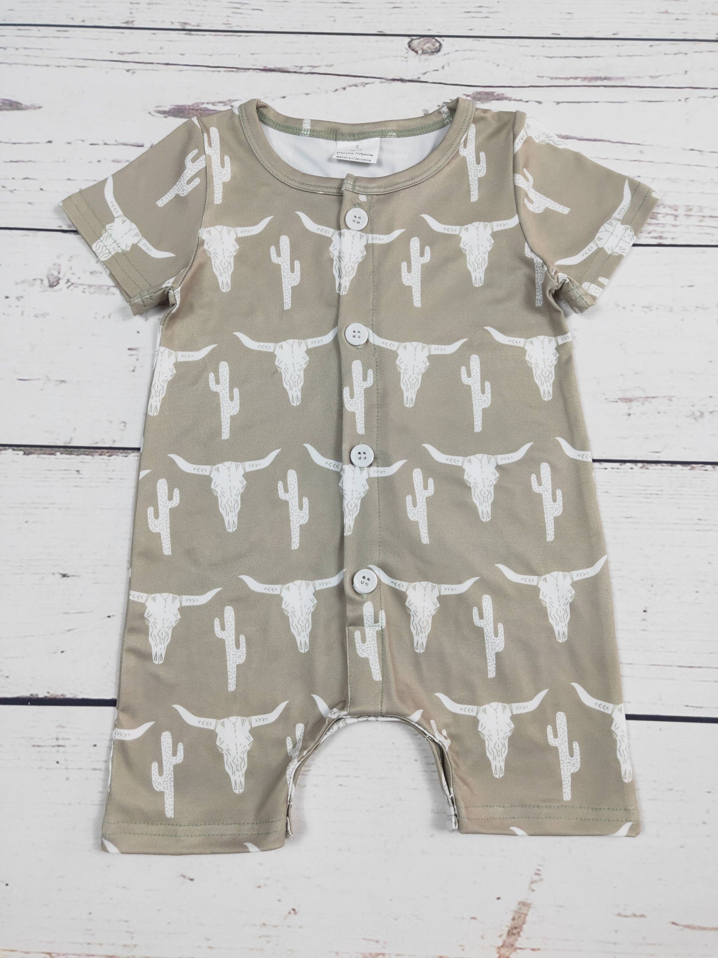Baby Boy Cactus Cows Printed Romper: 3-6M