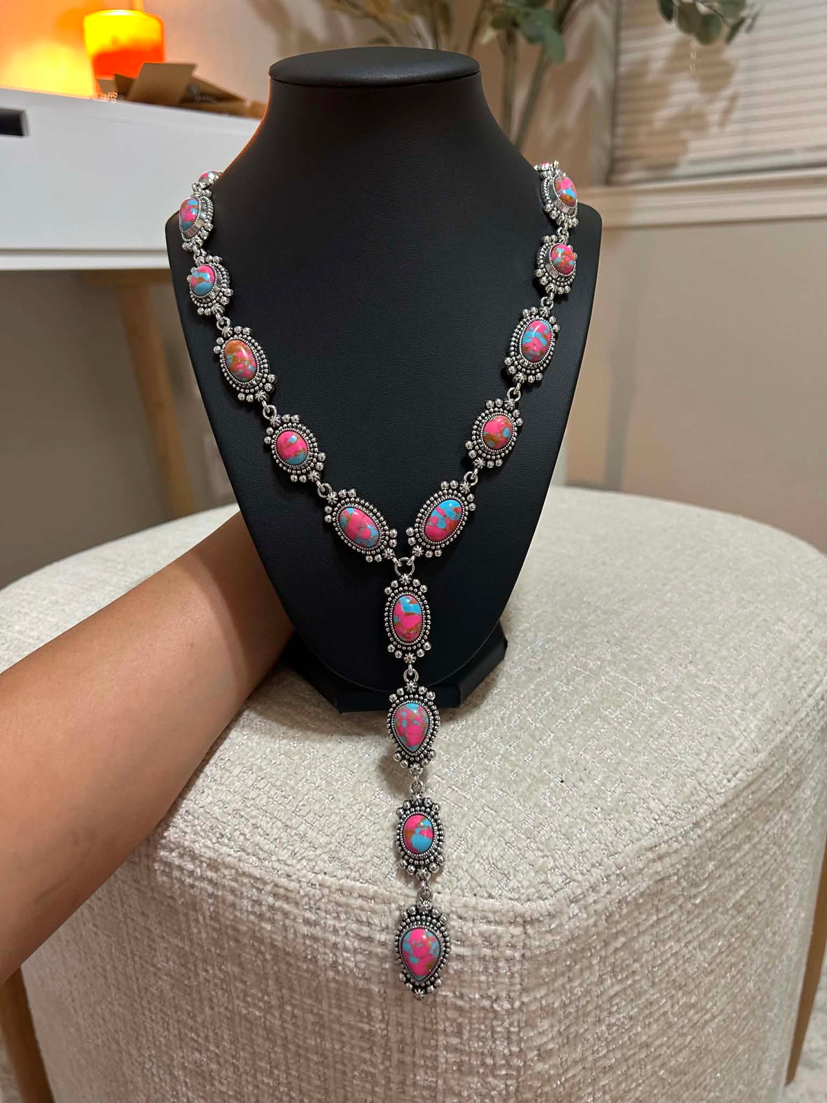Cotton Candy Lariat Necklace