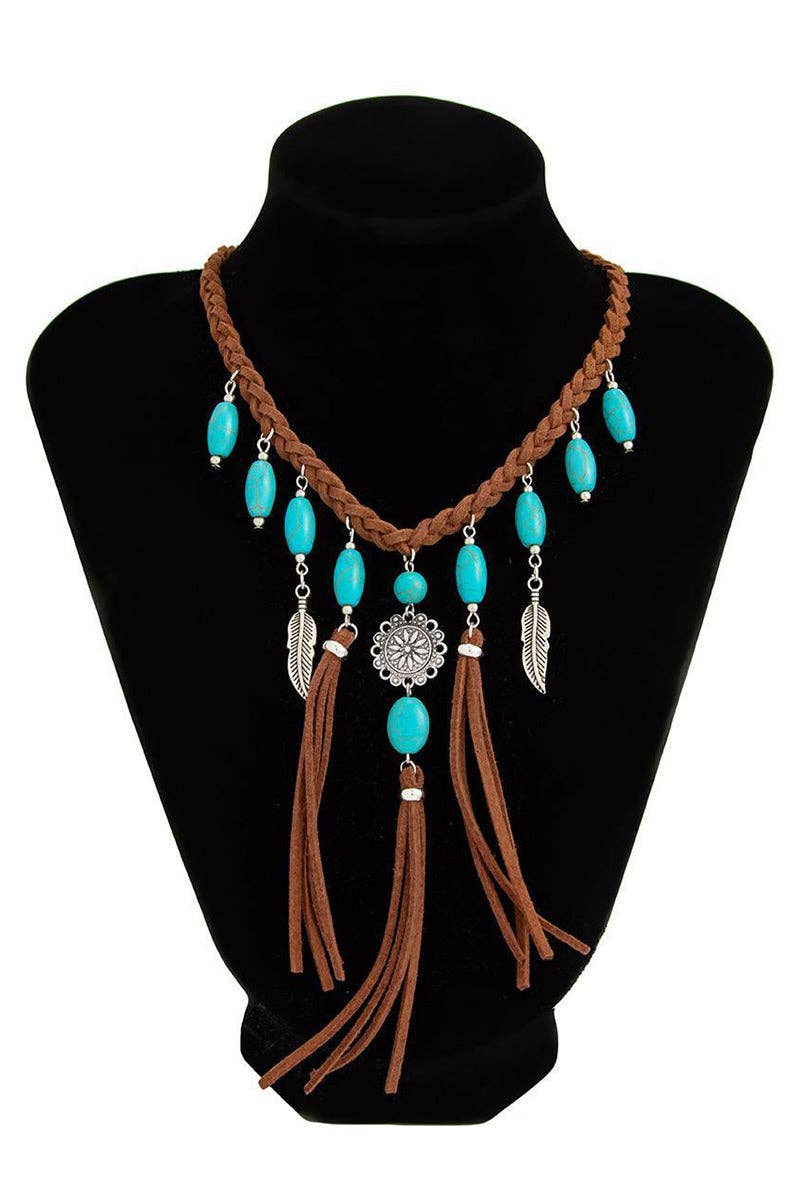 Boho Feather Pendant Necklace