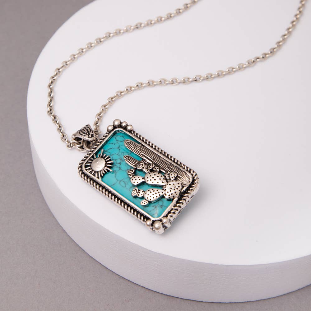 Desert Cactus Pendant Necklace