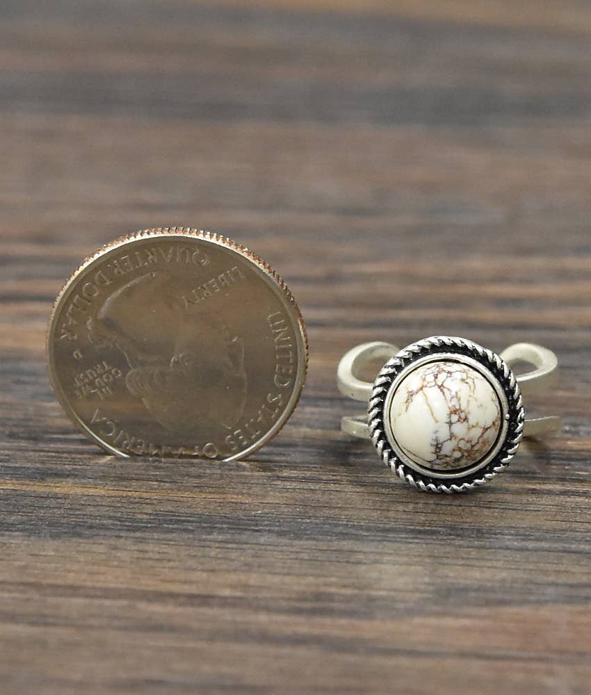Round White Turquoise Ring