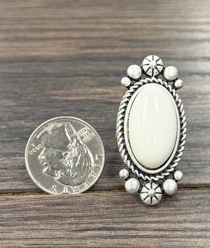 Oval White Turquoise Ring