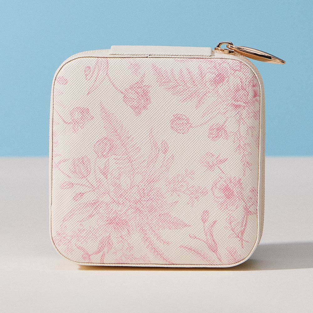 Pink Floral Travel Jewelry Box