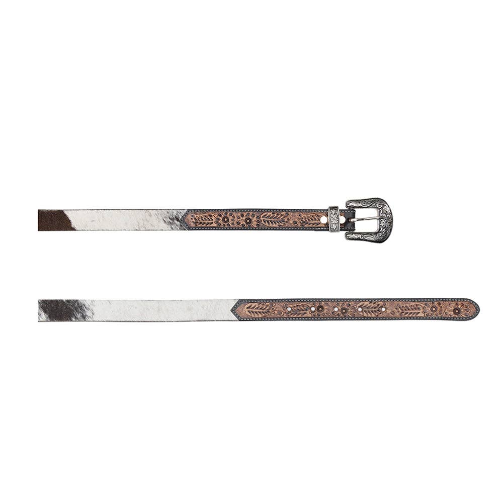 Dream of the Winds Hand-tooled Women's Belt: White Brown / Medium