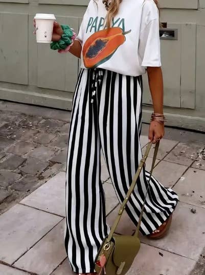 Boho Stripe Lace-Up Pants