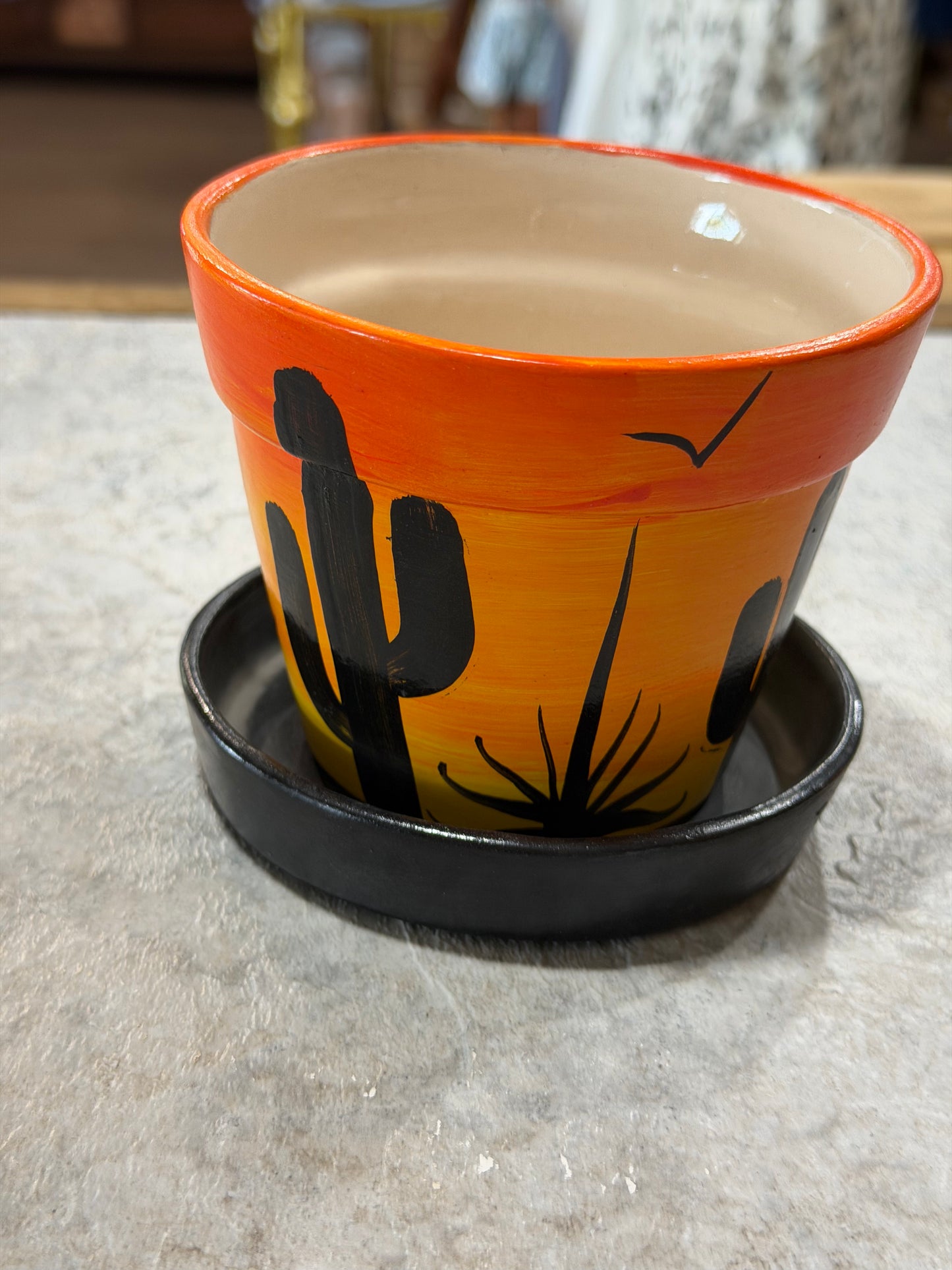 Handcrafted Tequila Sunrise Flower Pot