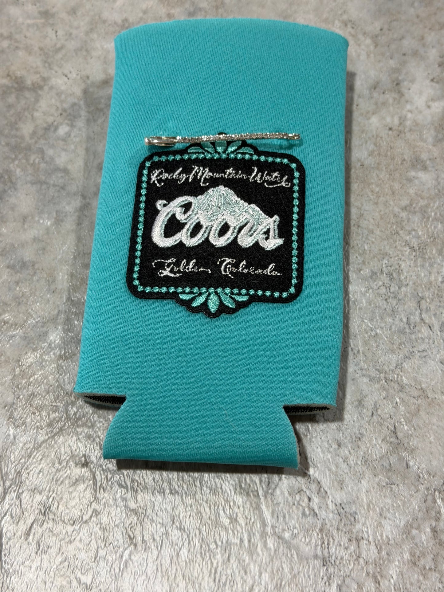Aqua Coors Can Koozie