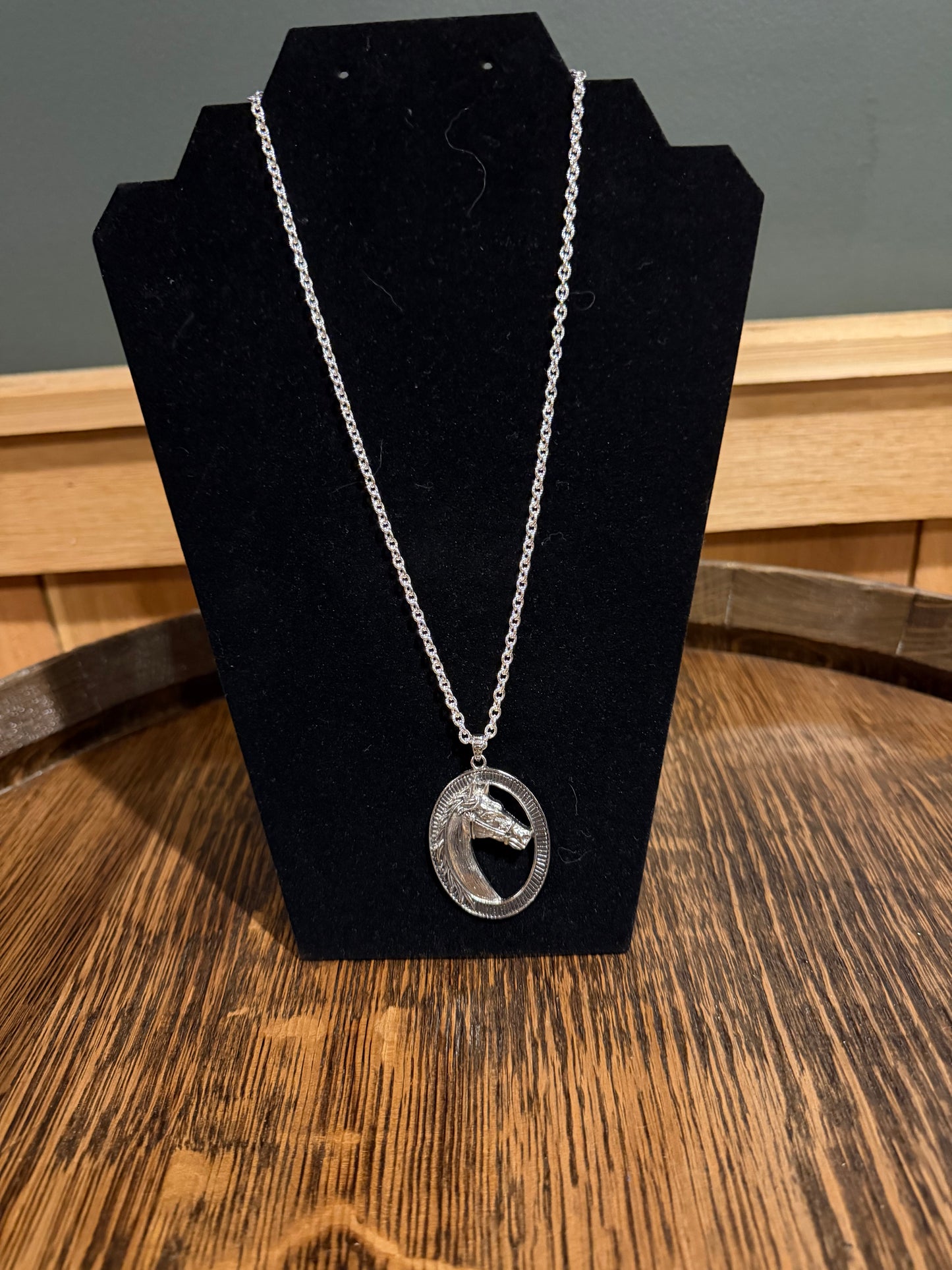 Silver Horse Medallion Necklace