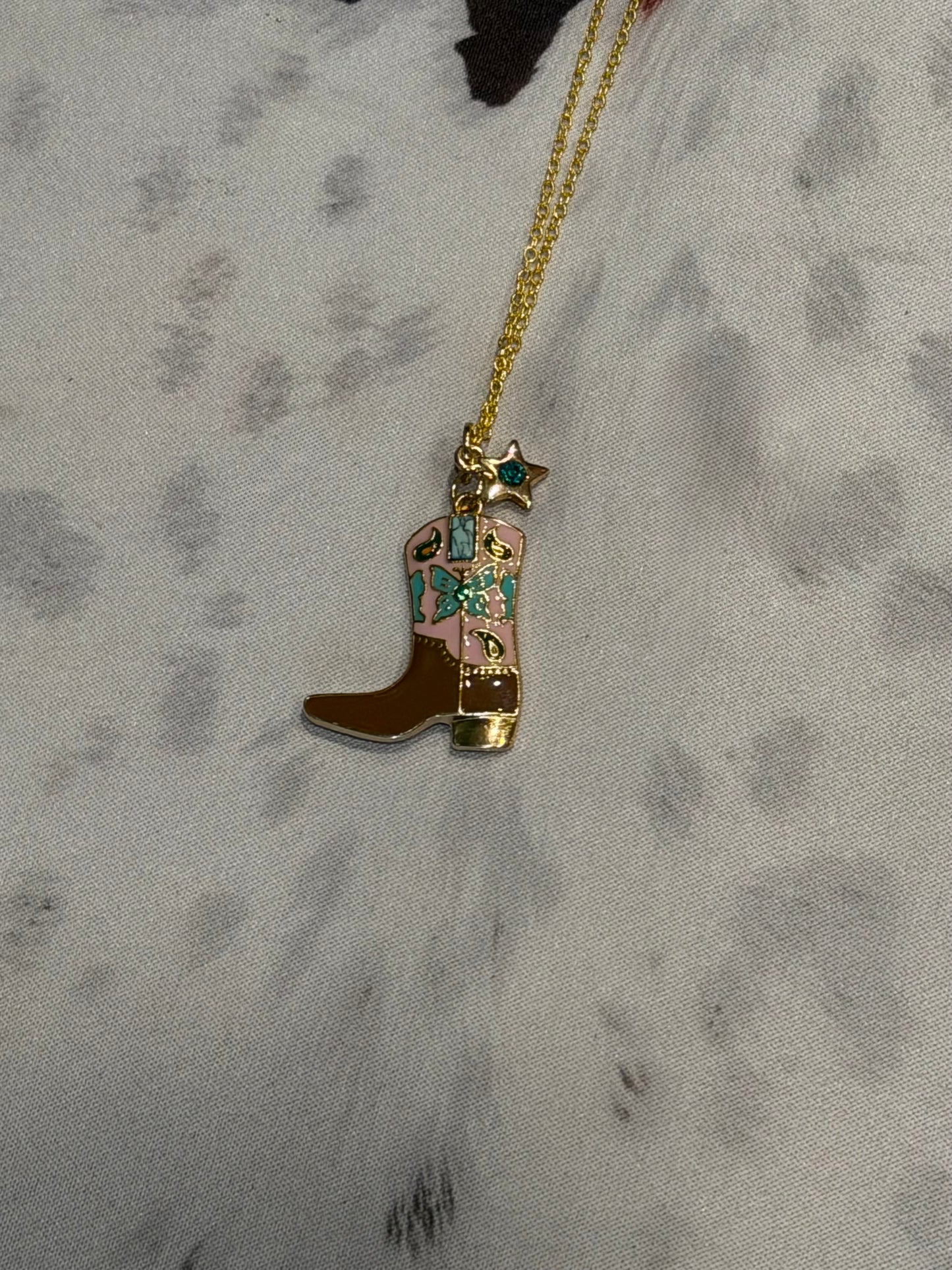 Butterfly Cowgirl Boot and Star Necklace
