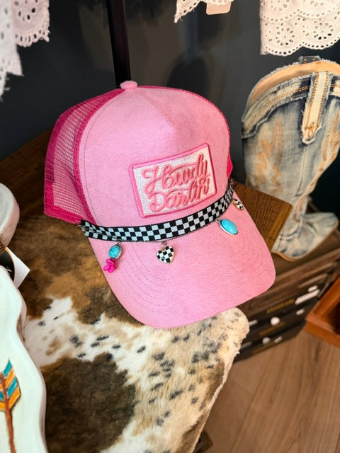Custom Pink Suede Trucker Hat