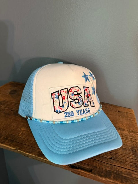 USA Floral Embroidered Otto Trucker Hat