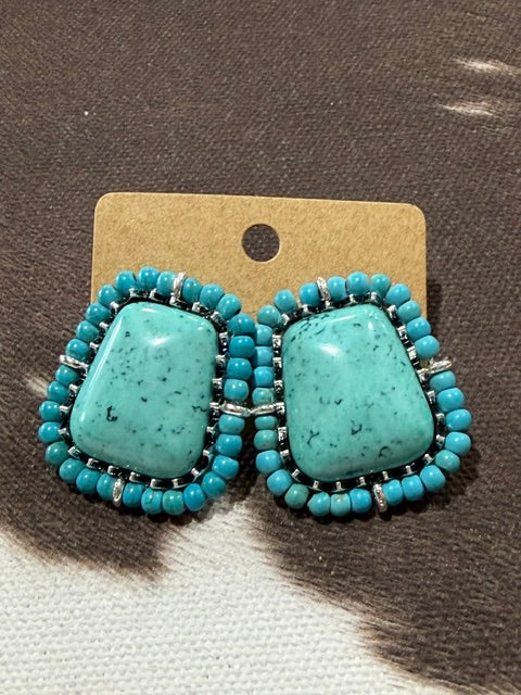 Turquoise Square Post Earrings