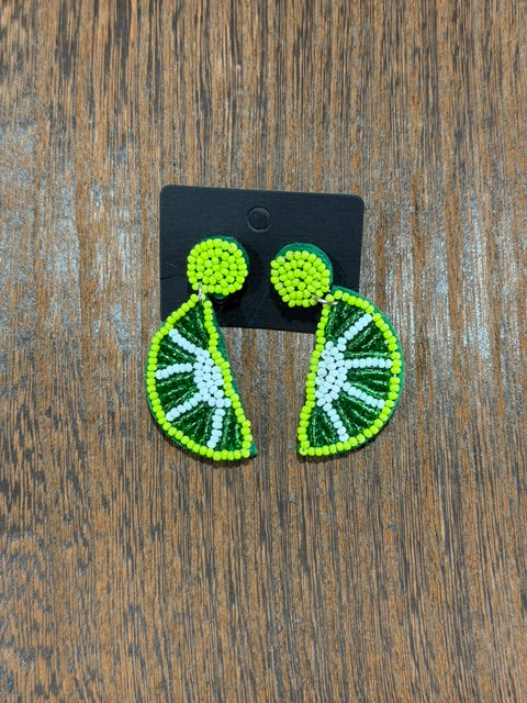 Beaded Lime Earrings