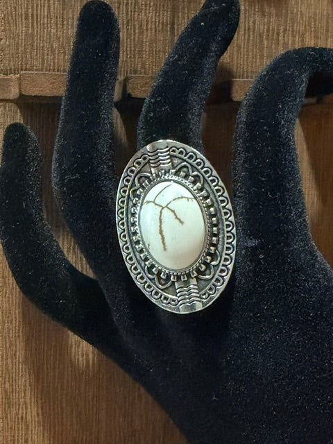 Howlite Oval Ring