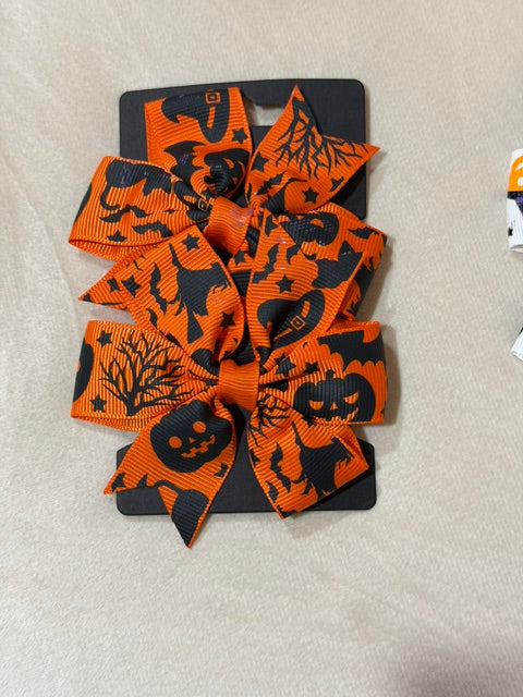 Orange Halloween Hair Bows