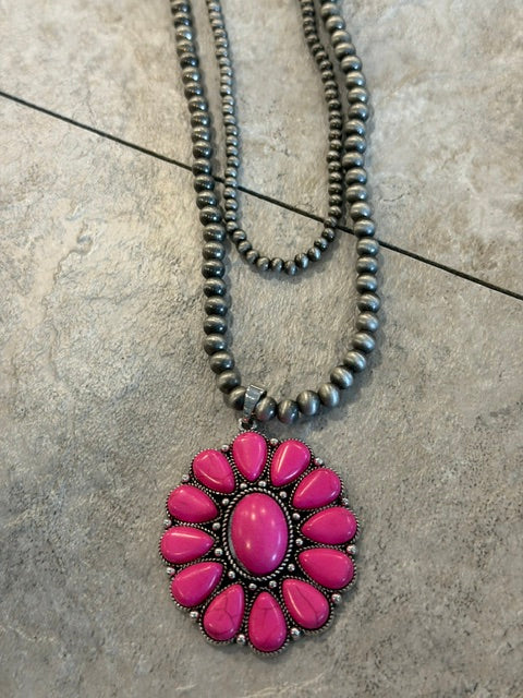 Hot Pink Concho/Navajo Bead