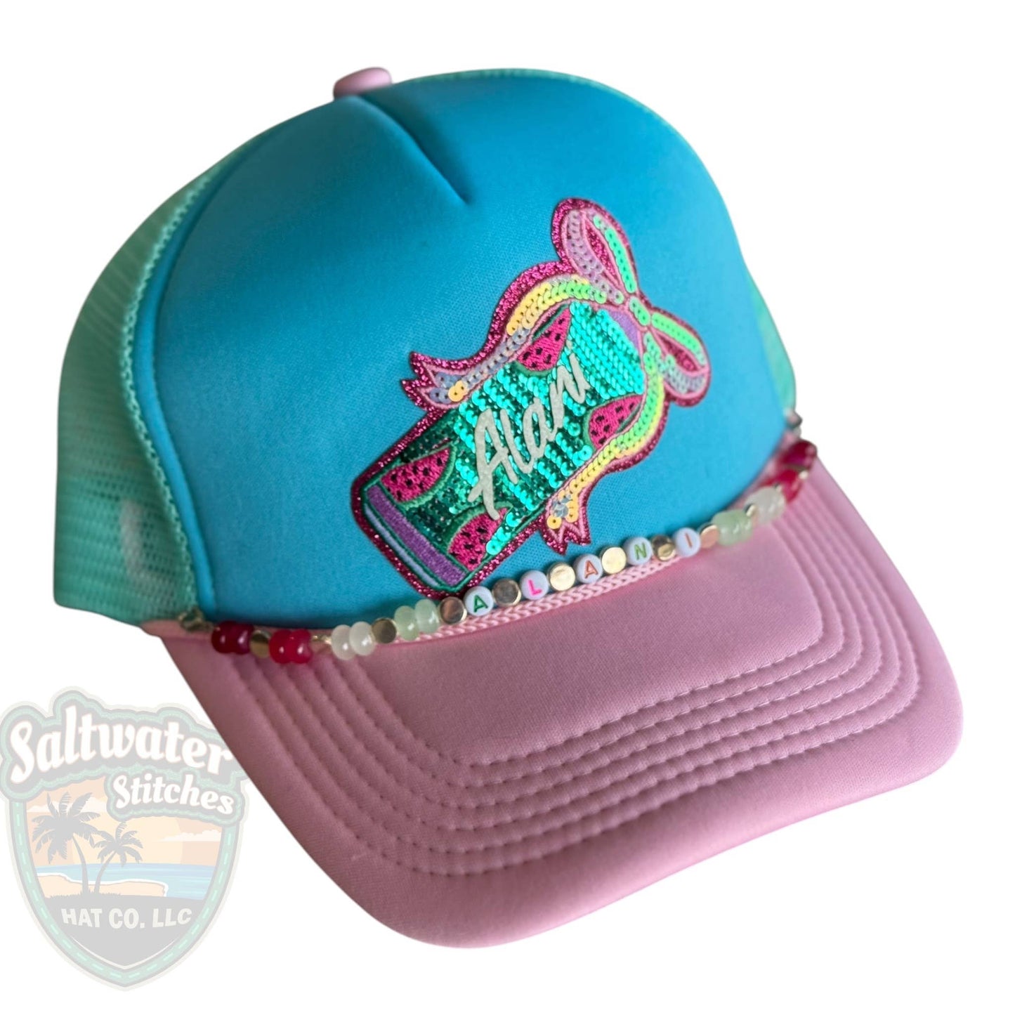 Watermelon Sequin Beaded Trucker Hat