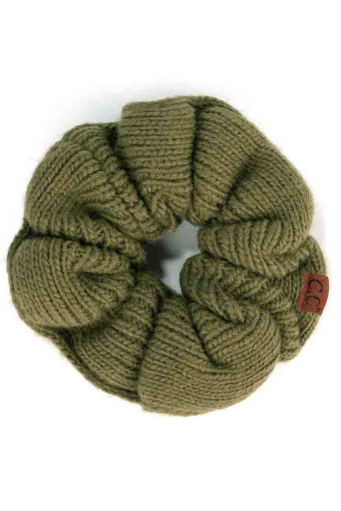 Olive Knit Scrunchies