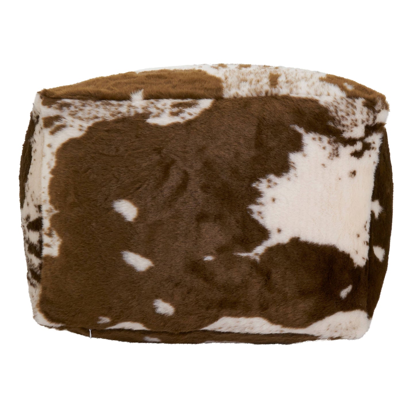 Faux Fur Cow Hide Pouf Brown