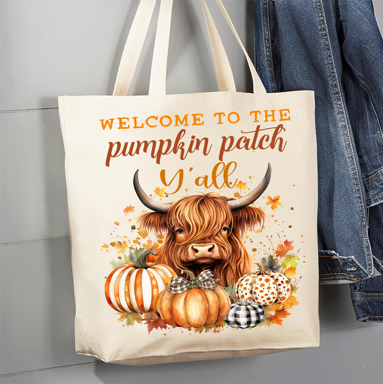 Highland Cow Canvas Tote