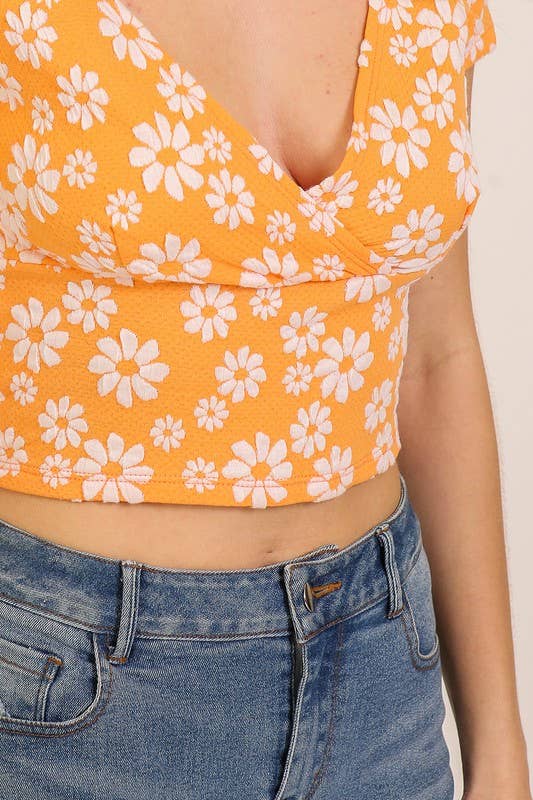 Daisy Print Surplice Top