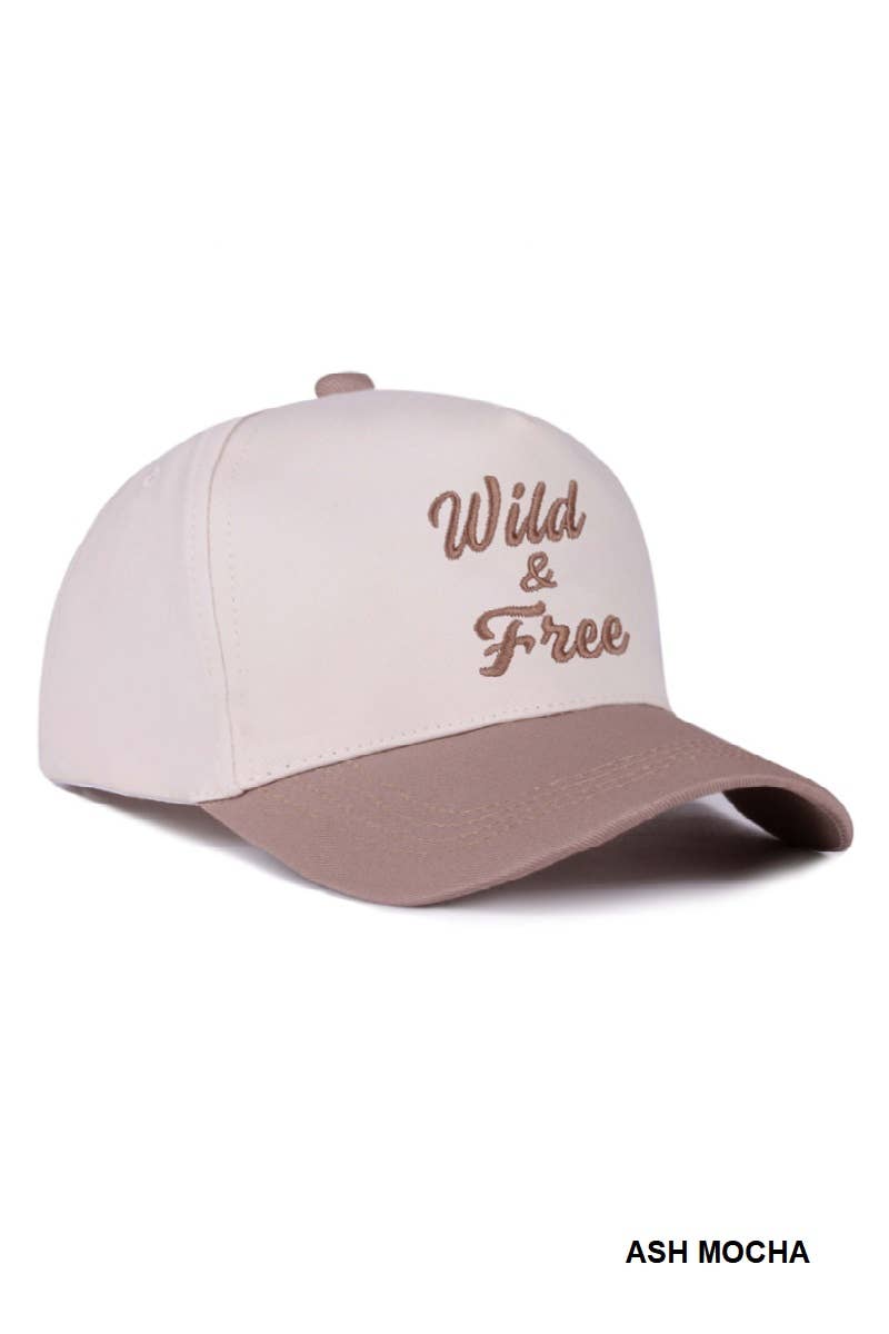 "Wild & Free" Two Tone Canvas Cotton Cap-ASH MOCHA