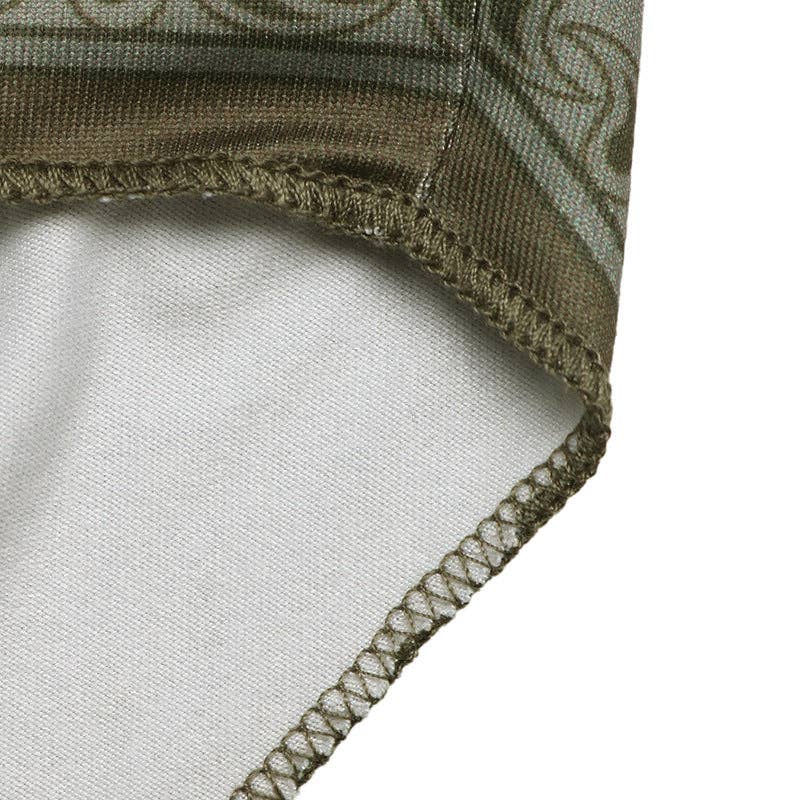 Boho Paisley Strapless Bandeau Handkerchief Top: Army Green / 95%Polyester 5% Elastane / L
