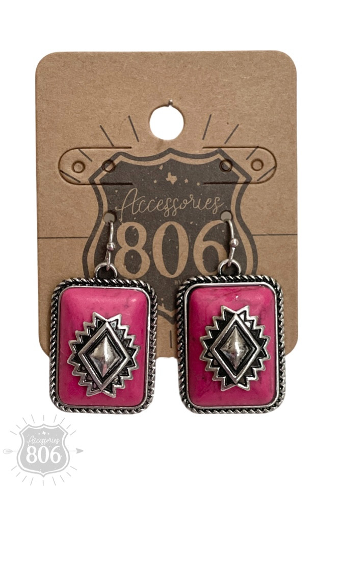 Rectangle Aztec Stone Earring