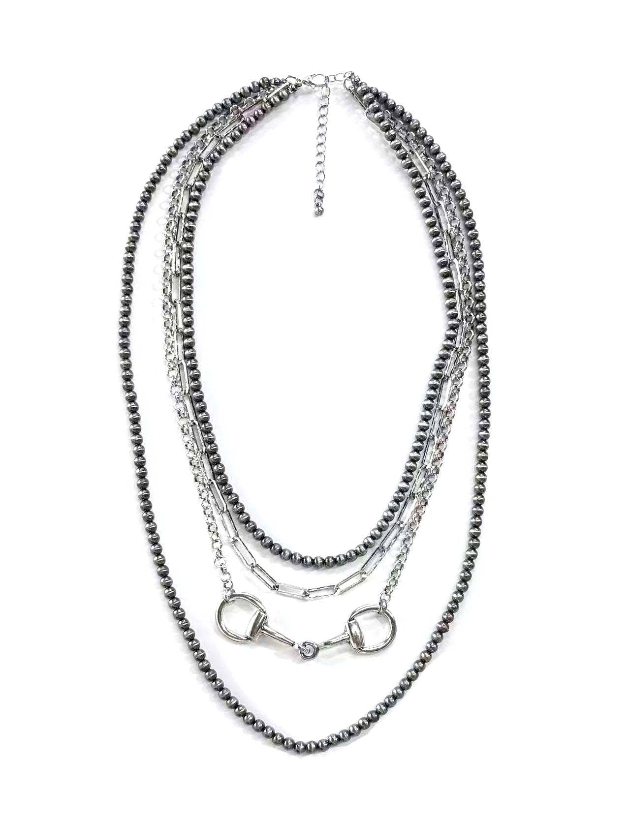 4 Layered Navajo Pearl Snaffle Bit Necklace