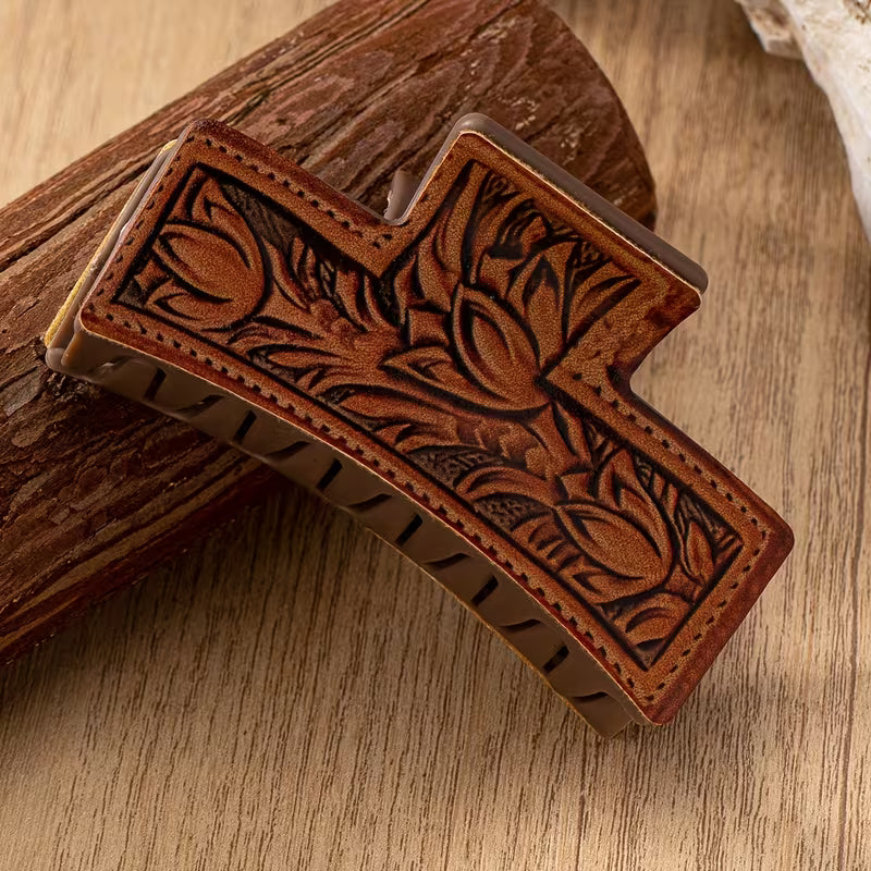 PU Leather Paisley Hair Claw